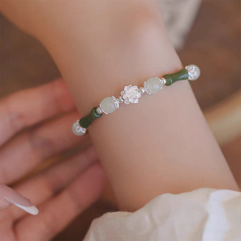 Style Olive Green Bamboo Female Light Luxury Minority Bracelets