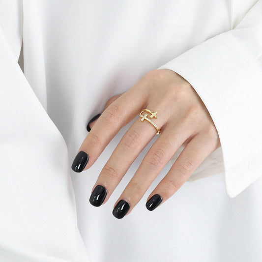 Women's Sier Double Cross Open Simple Fashion Rings