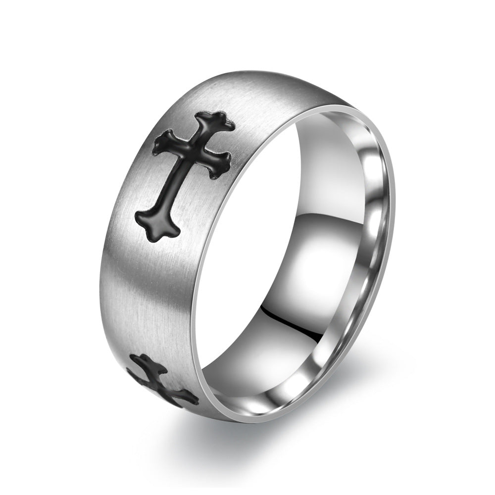 Men's Rotating Decompression Cross Titanium Steel Stainless Rings