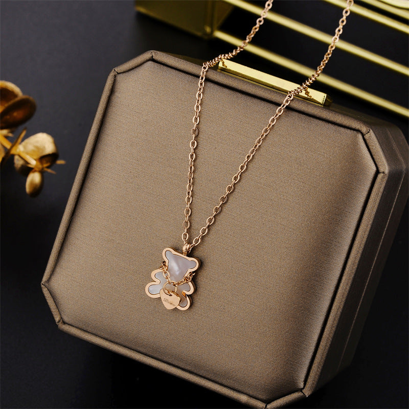 Steel Female Clavicle Chain Swan Clover Necklaces