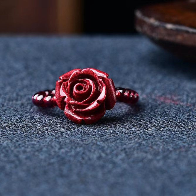 High Content Cinnabar Lucky Beads Female Garnet Golden Tail Rings