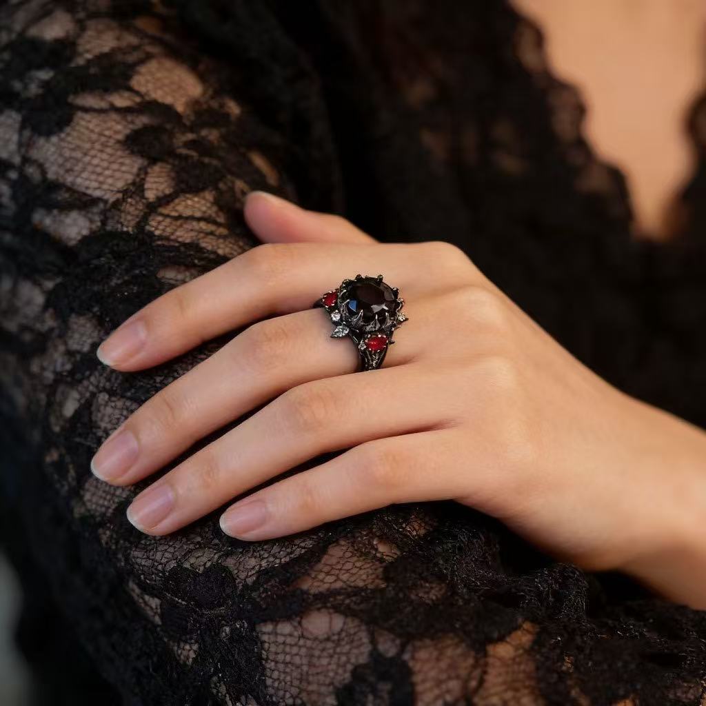Female Environmental Protection Zinc Alloy Mild Luxury Retro Fashion Design Ring