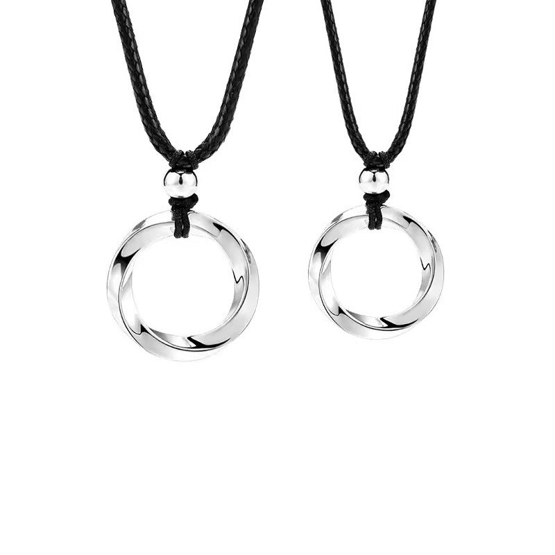 Sterling Sier Mobius Strip Couple Design Simple Necklaces