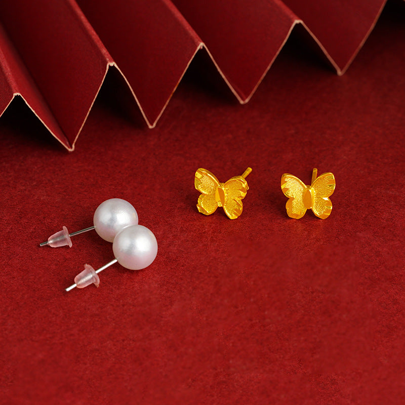 Women's Butterfly Fashion Simple Popular Ornament Imitation Pearl Earrings