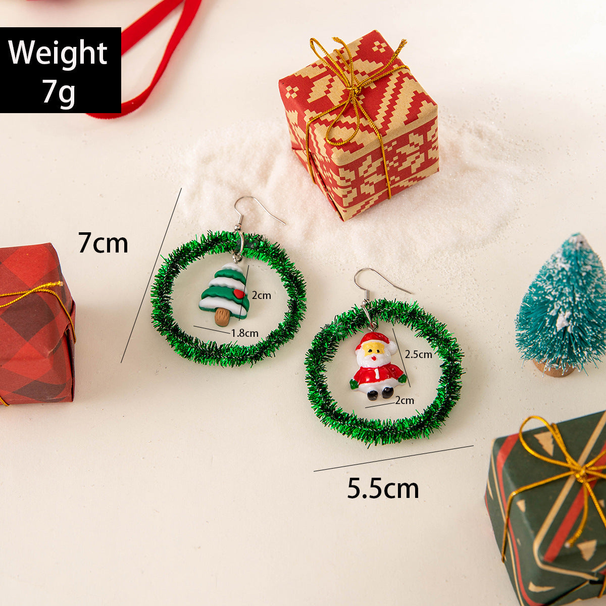 Women's Christmas Tree Bowknot Colorful Garland Unique Earrings