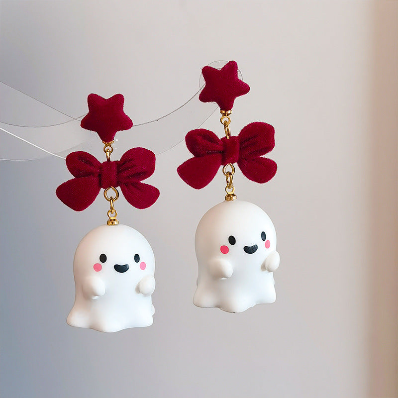 Black Bowknot Ghost Halloween Cute Christmas Earrings