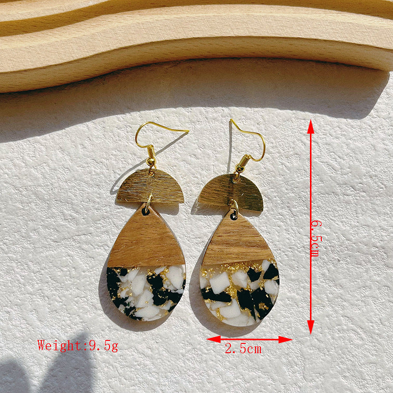 Women's Resin Stitching Niche High-grade Gold Foil Earrings