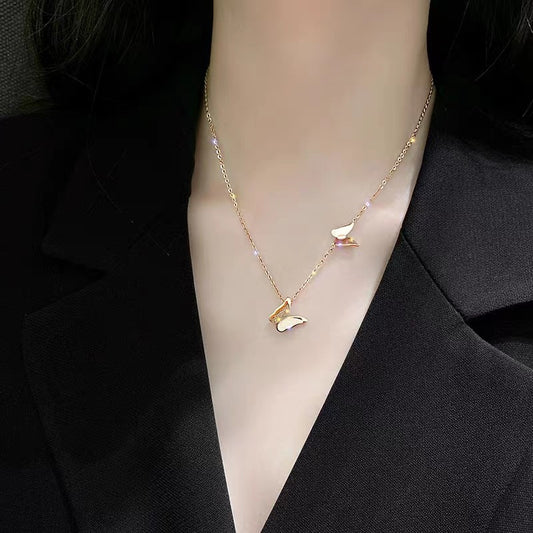 Chain Temperament Wild Three-dimensional Rose Gold Titanium Steel No Necklaces