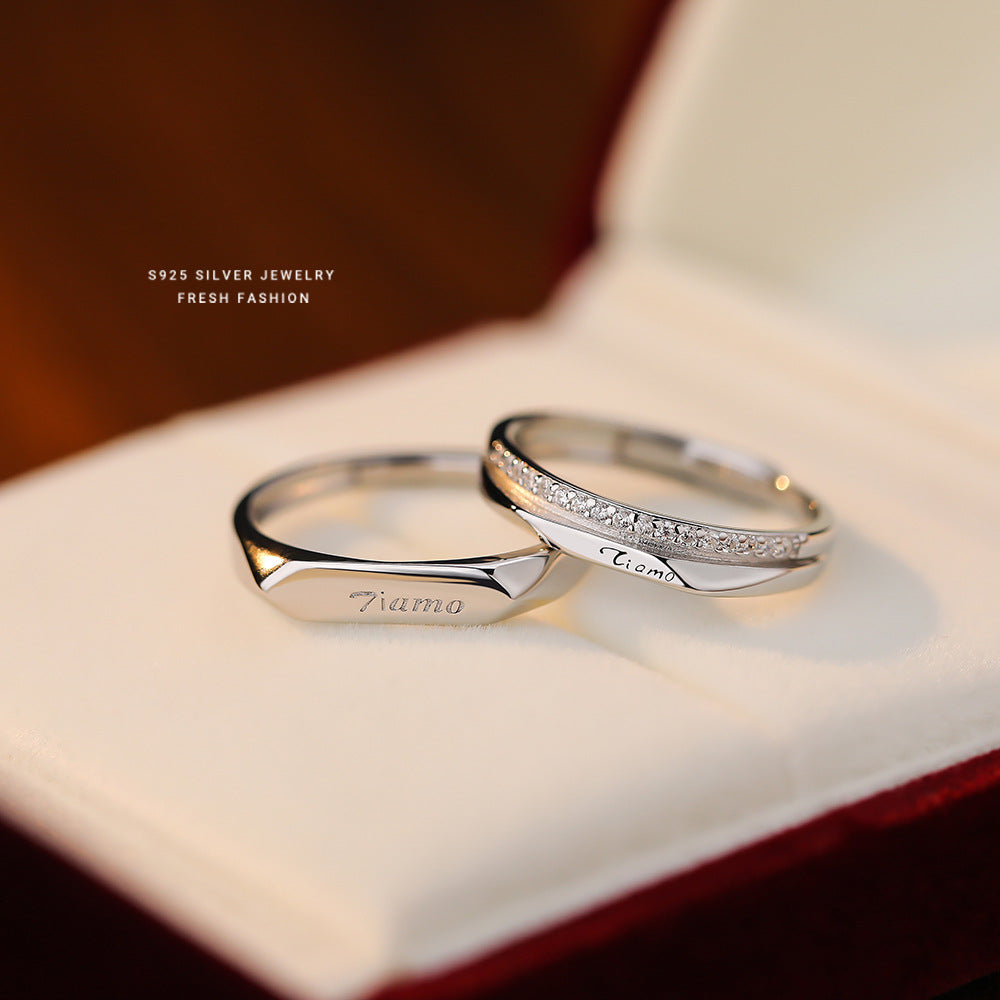 Sier Italian Love You Couple Simple Valentine's Rings