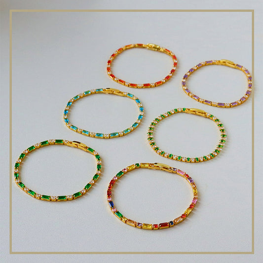 Women's Luxury Square Color Zircon High-grade Dopamine Stylish Simple Versatile Watch Bracelets