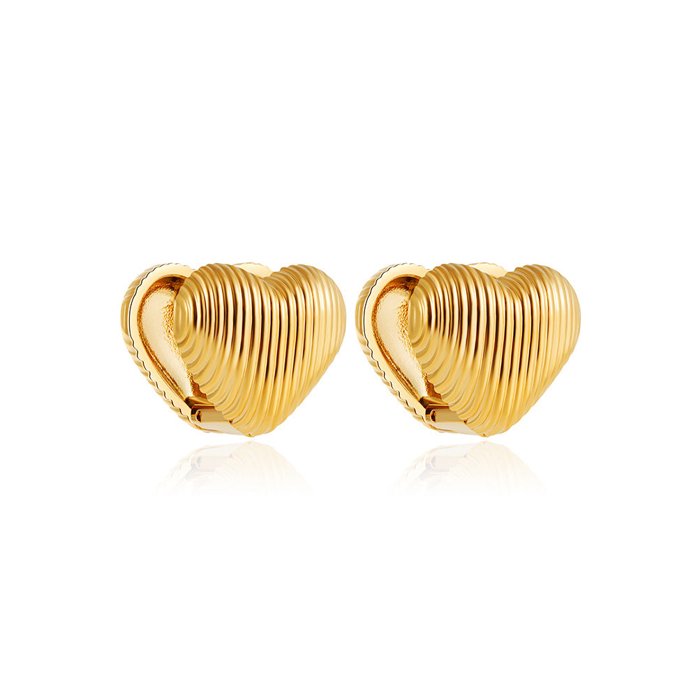 Stainless Steel Gold Shell-shaped Love Heart Earrings