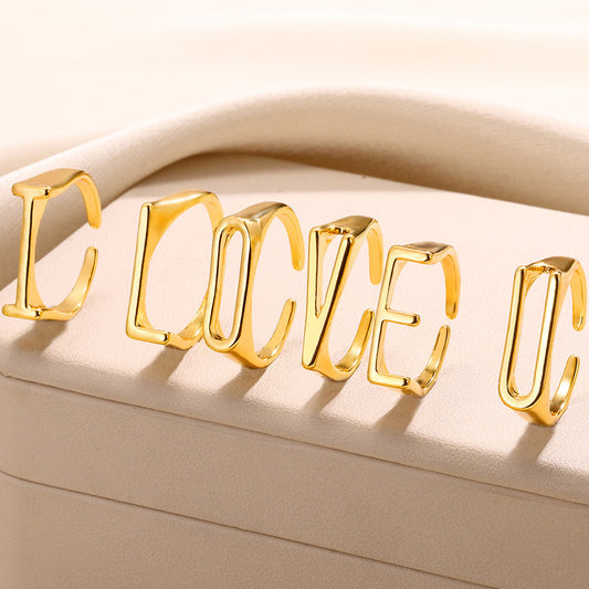 Women's & Men's Simple English Letters Gold Creative Finger Rings