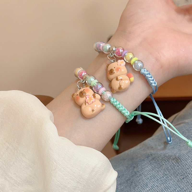 Cartoon Bear Flower Pull Hand-knitted Rope Bracelets