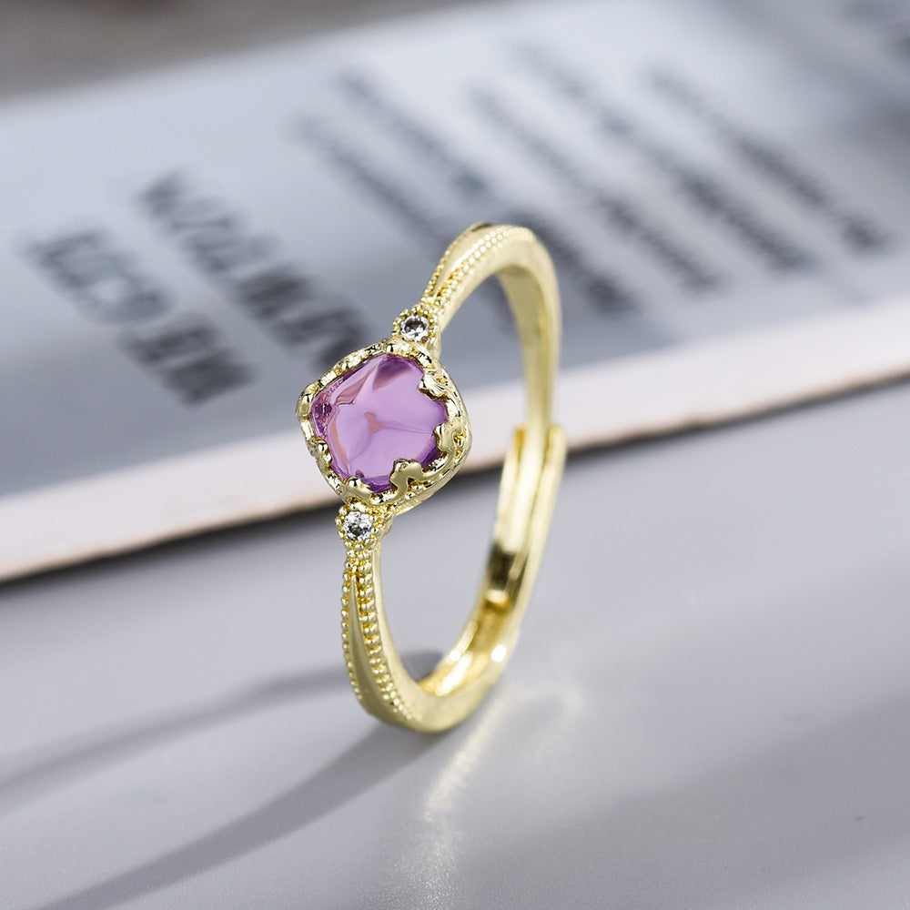 Tower Sugar Purple Black Gem Female Rings