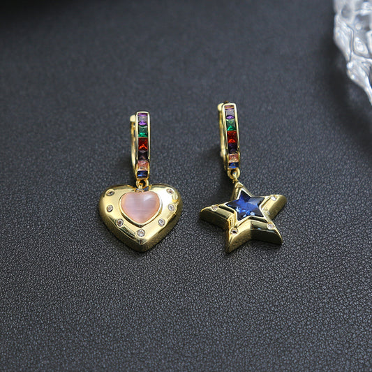 Loving Heart Zircon Personalized Temperament High-grade Light Earrings