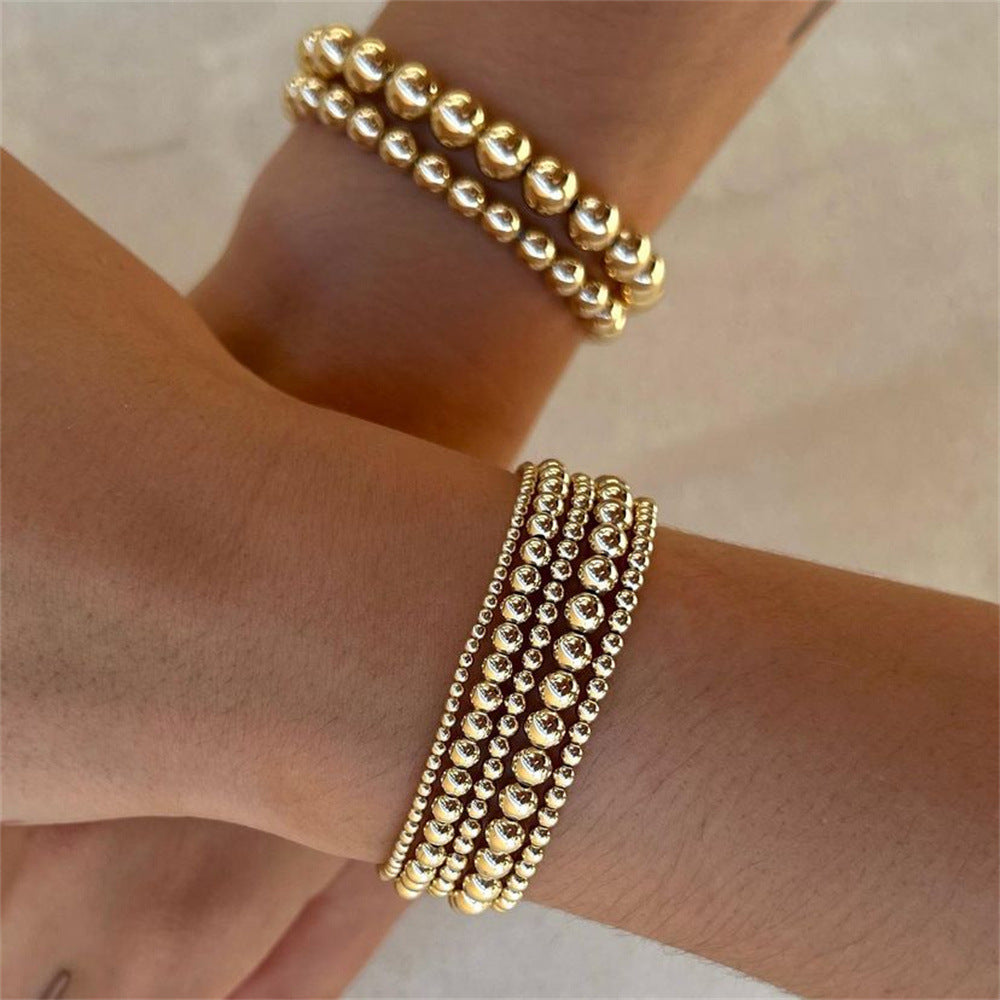 Women's Fashion Copper Plated Gold Beads Handmade Bracelets