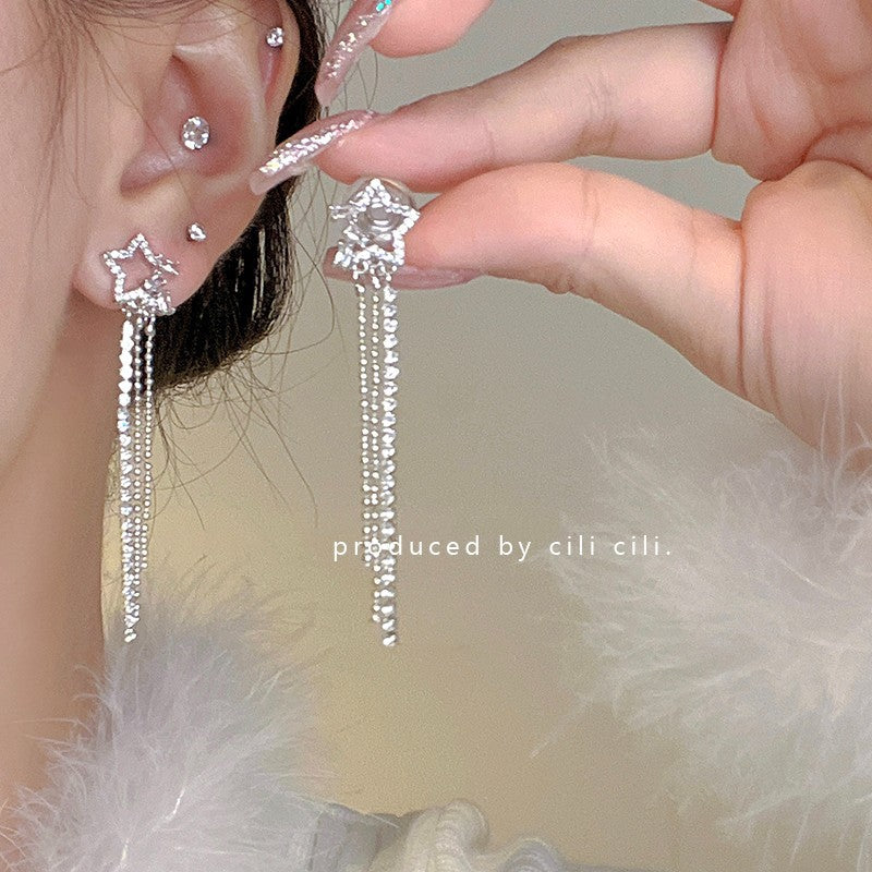 Women's Diamond Butterfly Tassel Romantic Design Style Earrings