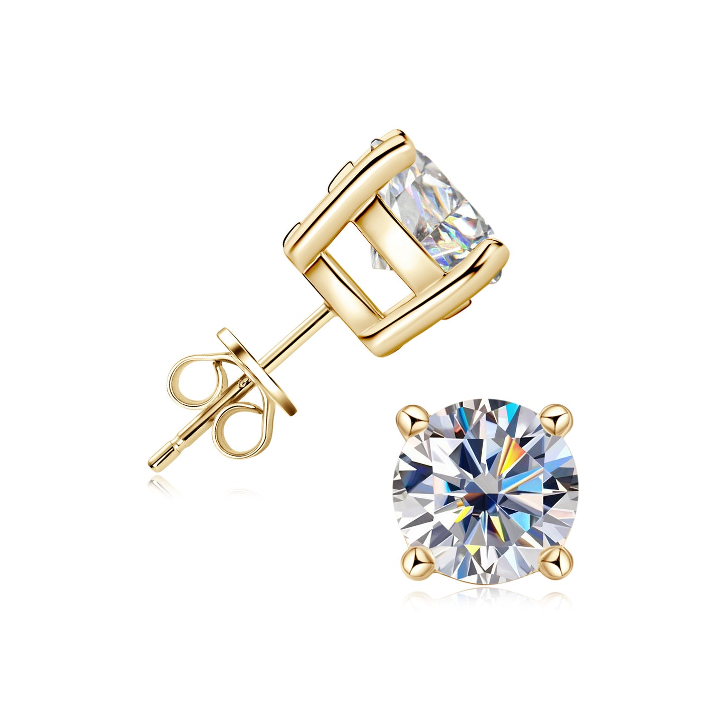 Women's Claw Color Moissanite Sterling Sier Gold Earrings