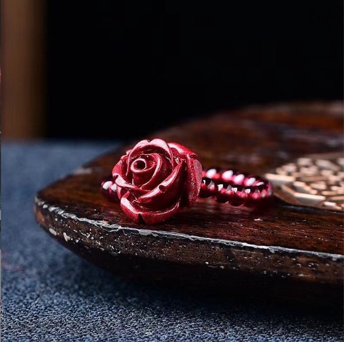 High Content Cinnabar Lucky Beads Female Garnet Golden Tail Rings