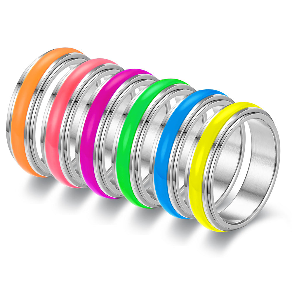 Accessories Stainless Steel Luminous Rotatable Decompression Rings
