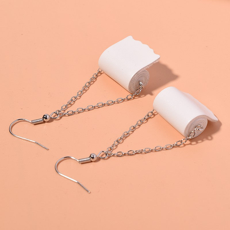 Creative Fun Simulation Toilet Web Paper Earrings