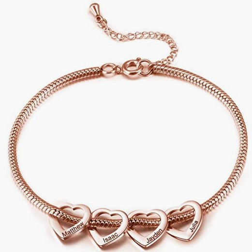 Women's Stainless Steel Heart Shaped Love Name Bracelets