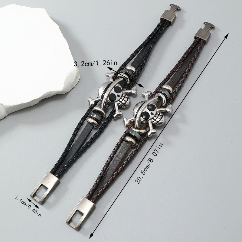 Minimalist Creative Alloy Skull Leather Personality Bracelets