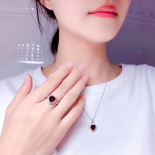 Broadcast Heart-shaped Simulation Pomegranate Ruby Open Rings
