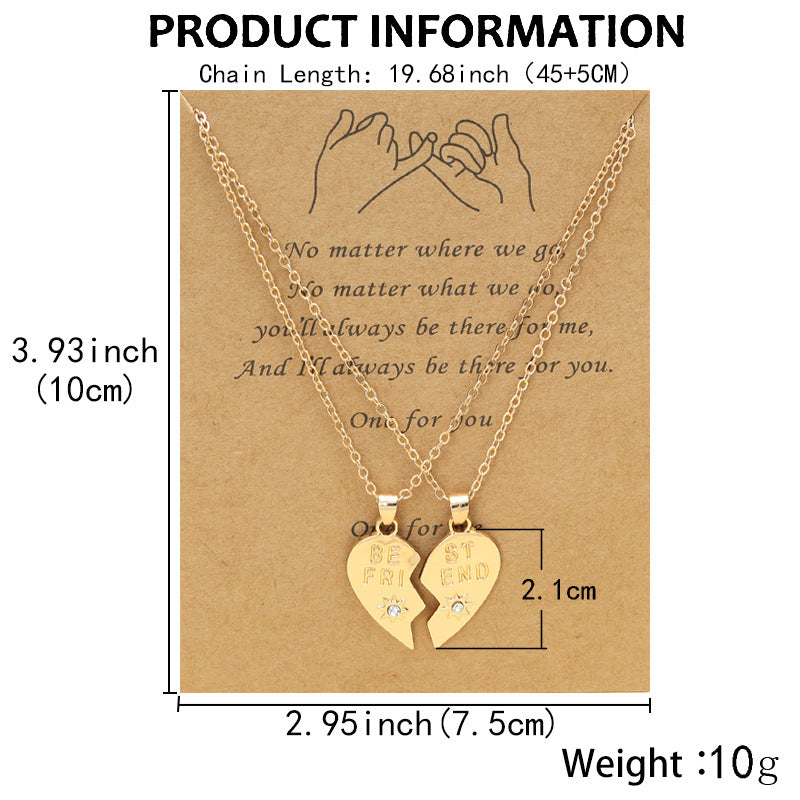 Best Friend Heart Clavicle Chain Friendship Necklaces