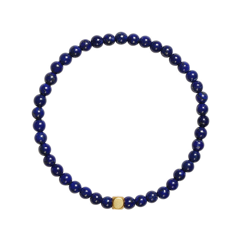Women's Gold Stone Extremely Fine Round Beads Small Crystal Jade Bracelet