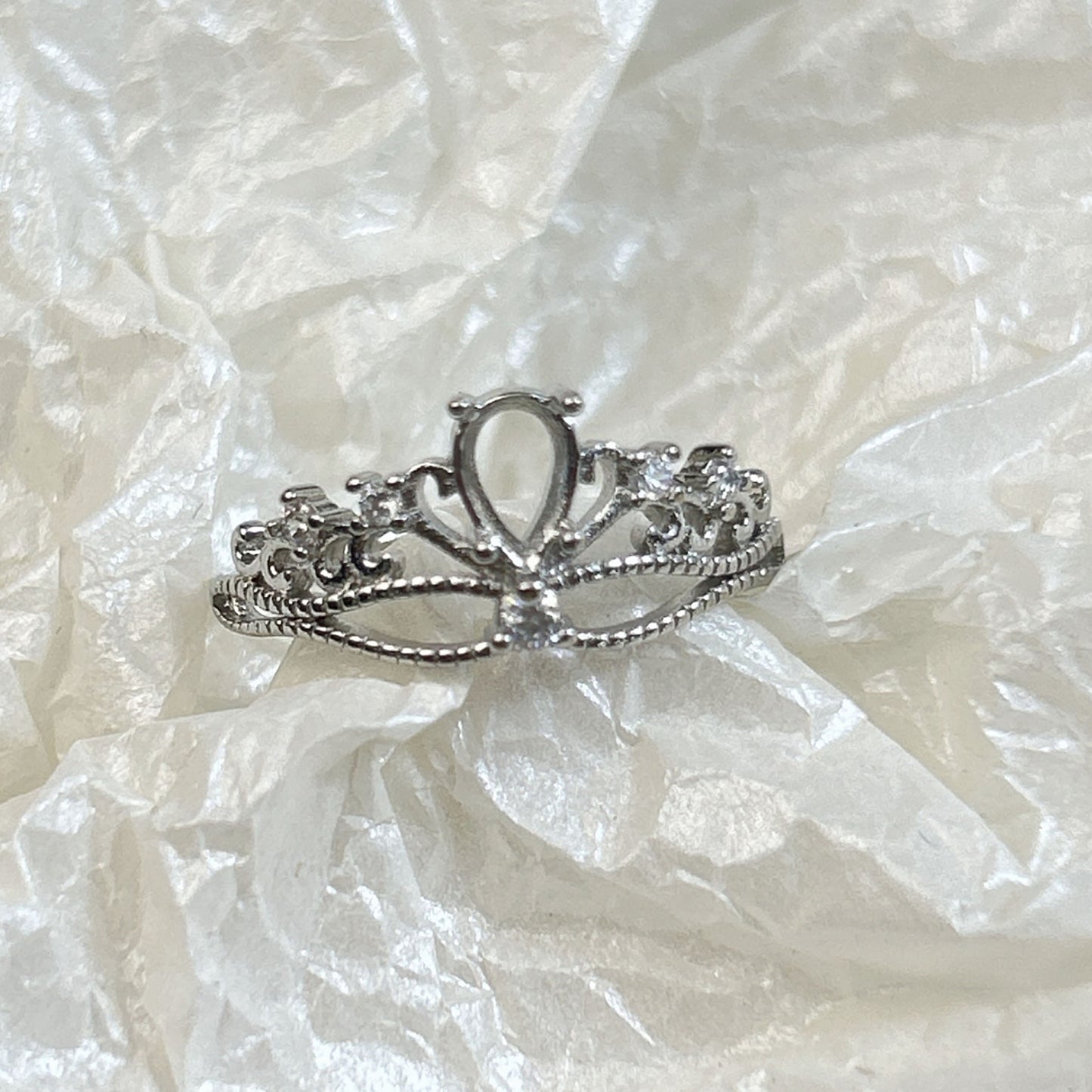 Setting Big Diamond Round Drip Love Open Mouth Inlaid Ring