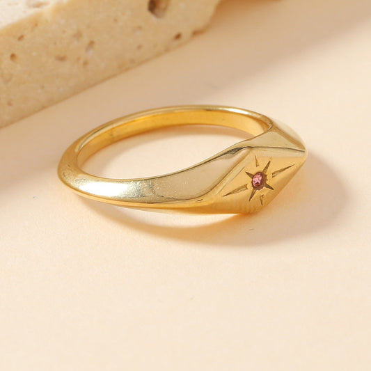 Fashion Diamond Inlaid Zirconium Light Luxury Design Gold Rings