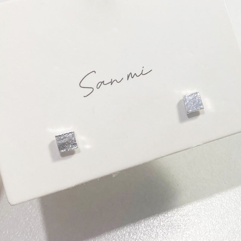 Fresh Plain Sier Plated Bow Female Small Simple Stud Earrings