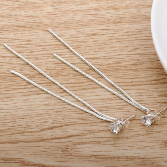 Women's Simple Stainless Steel Long With Tassel Earrings