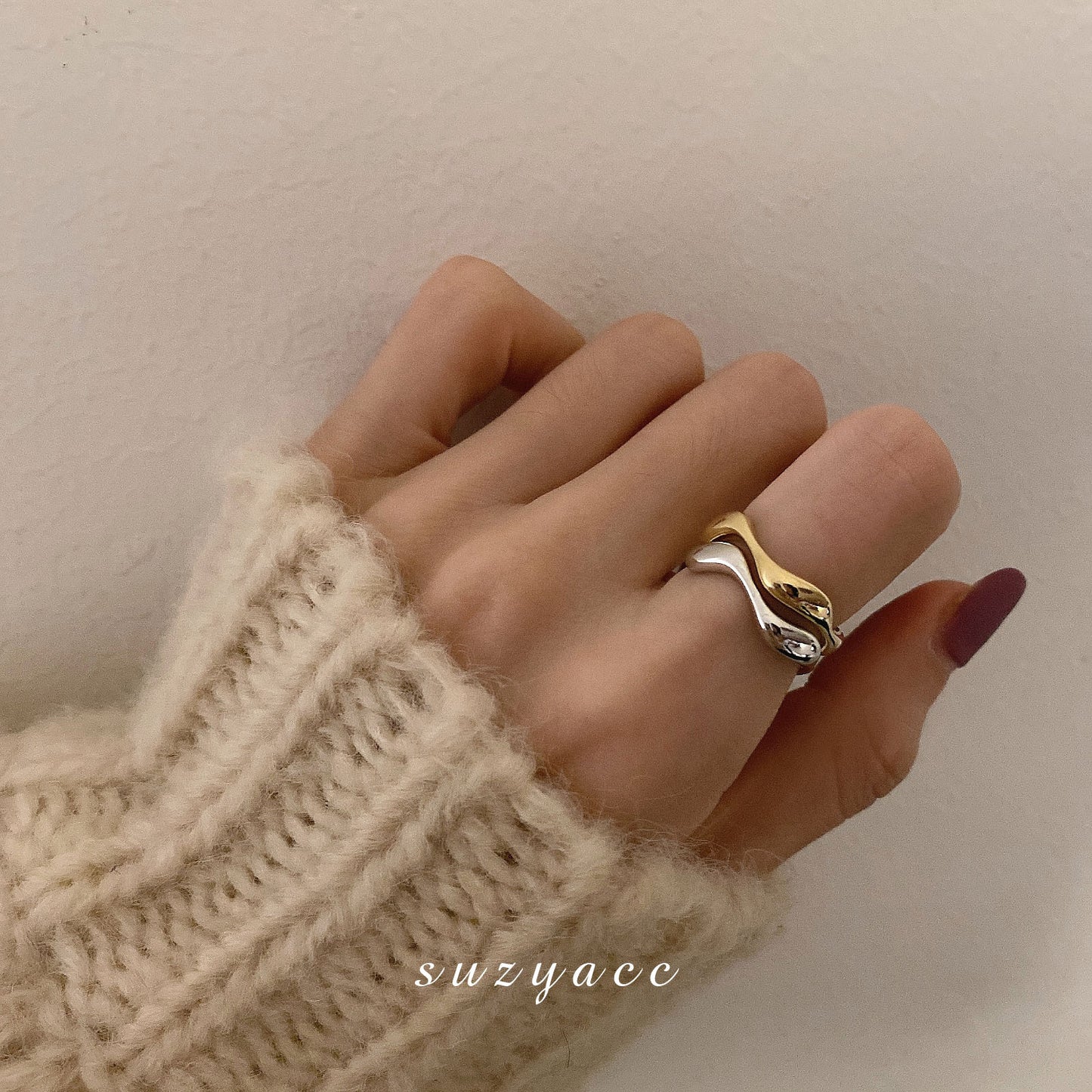 Gold Sier Two-color Index Finger With Opening Female Rings