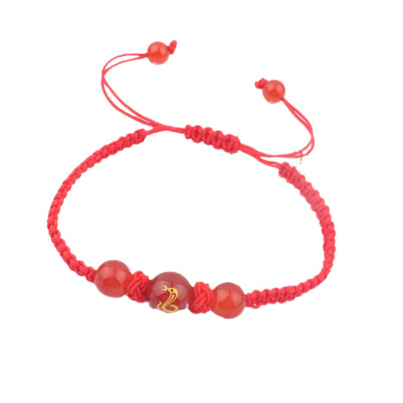 Women's & Men's Dragon Life Lucky Beads Zodiac Agate Red Rope Bracelets