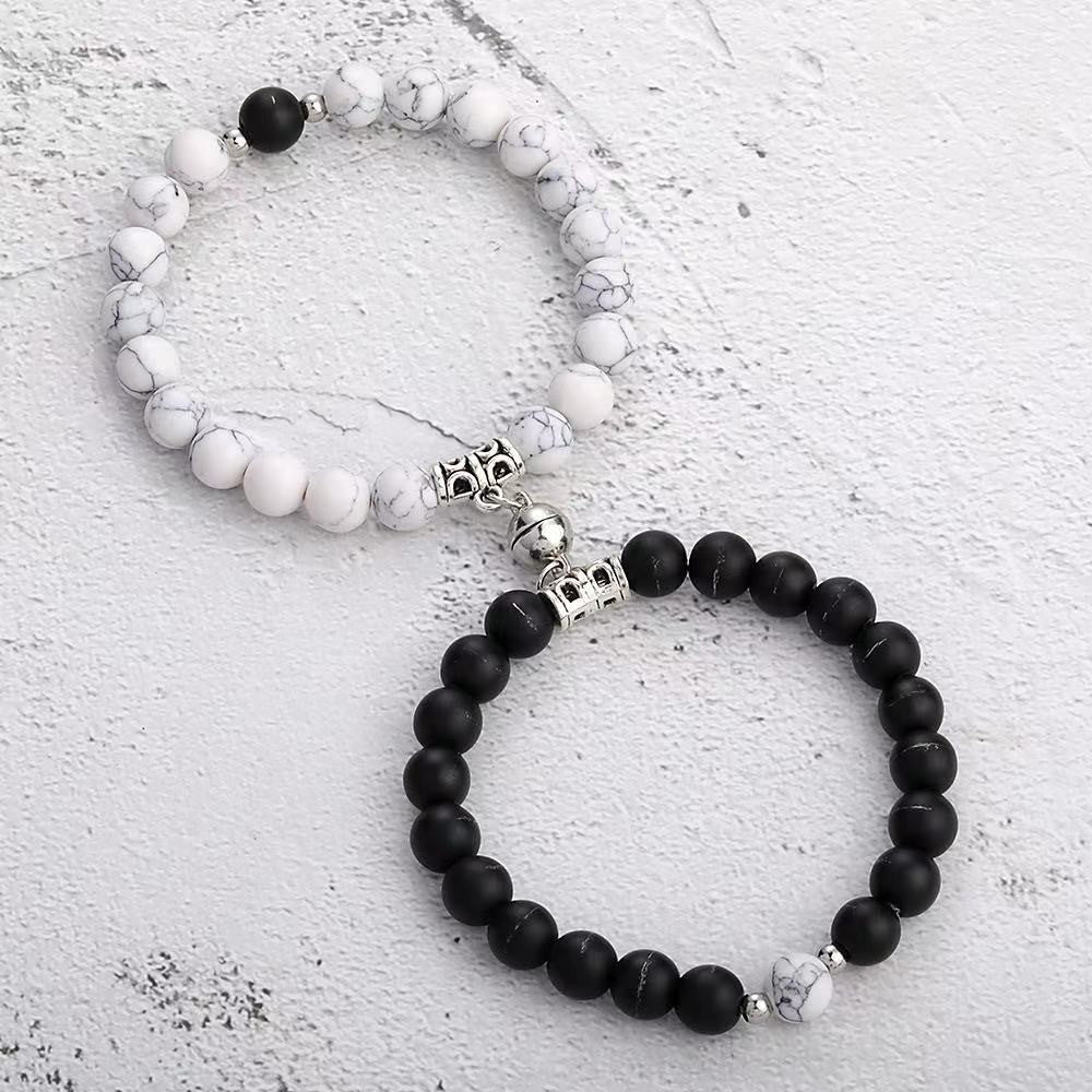 White Turquoise Couple Love Magnet Suction Agate Bracelets