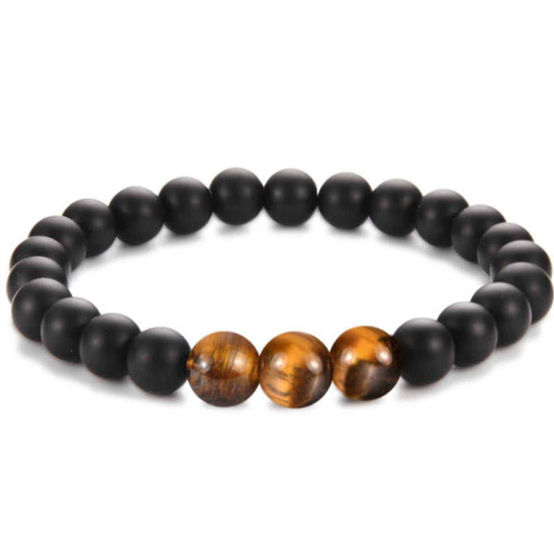 Men's Obsidian Frosted Woven Football Fashion Tigereye Volcanic Bracelets