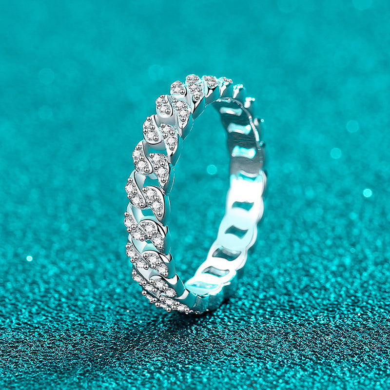 Women's Sier Full Moissanite Diamond Starry Exquisite Light Rings