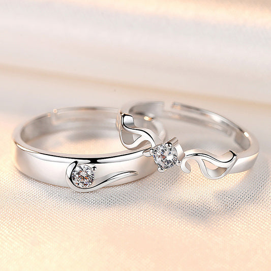 Opening Couple Female Diamond Angel Marriage Rings