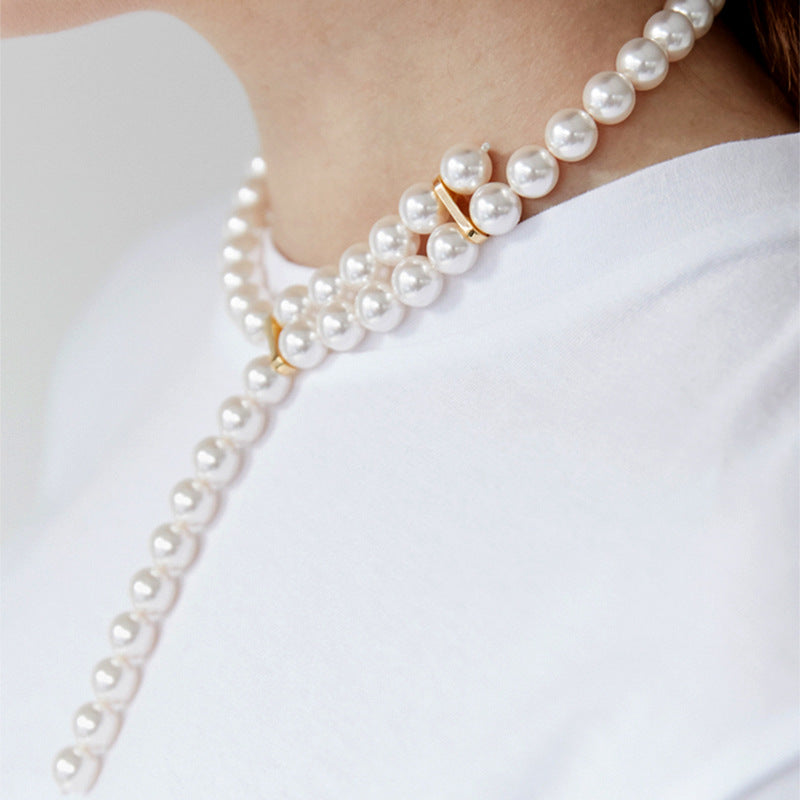 Sier Mesh Olivia Wang Shell Pearl Fashionable Clavicle Chain Necklaces