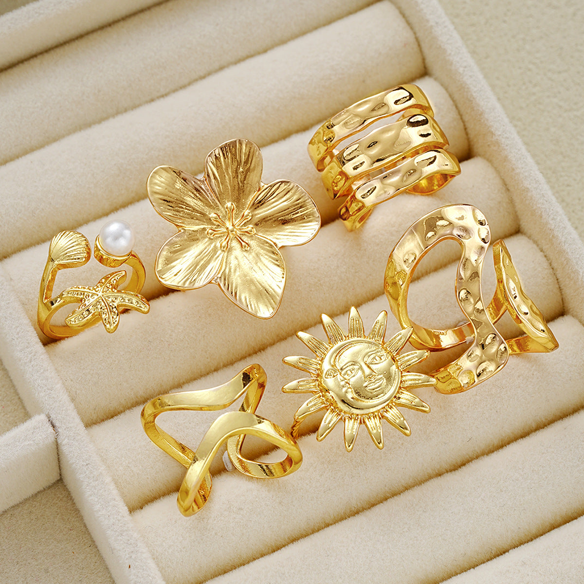 Starfish Sunflower Female Creative Seaside Vacation Ring