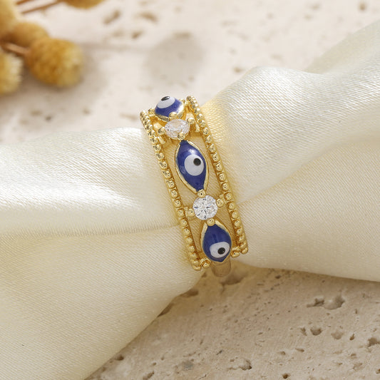 Zircon Enamel Drop Oil Female Evil Rings