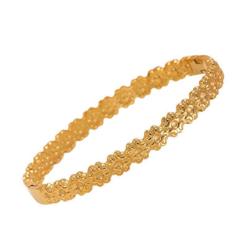 Titanium Steel Fashion Gold-plated Open Wheat Stainless Bracelets