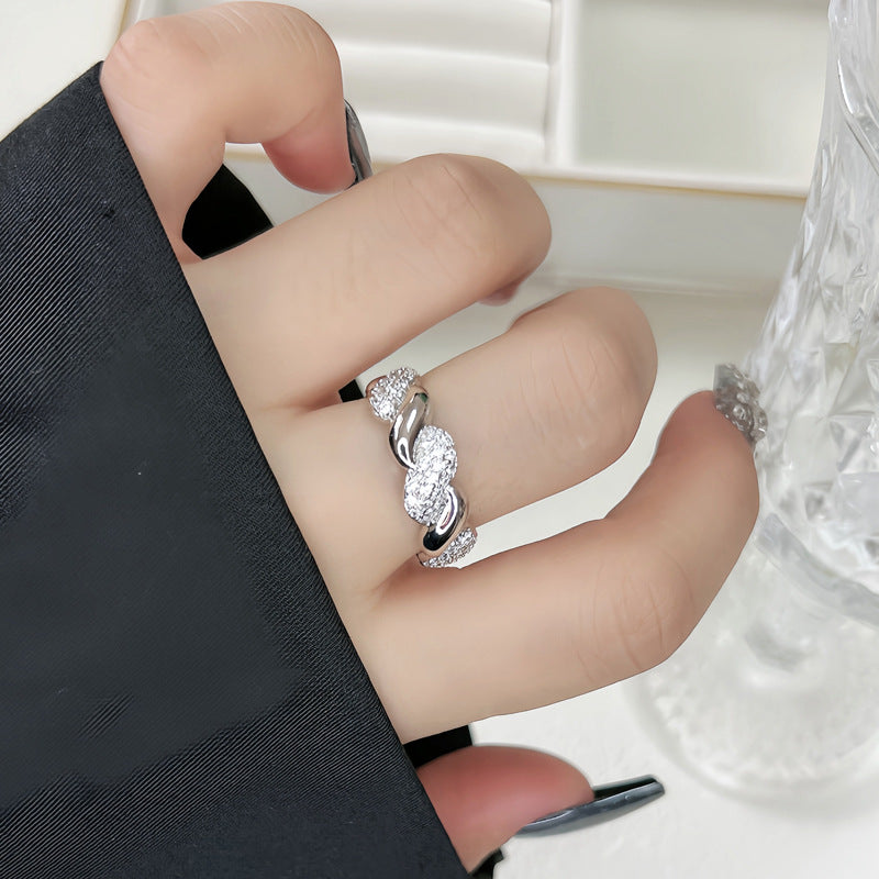 Super Flash Buckle Twist Full Diamond Open-end Rings