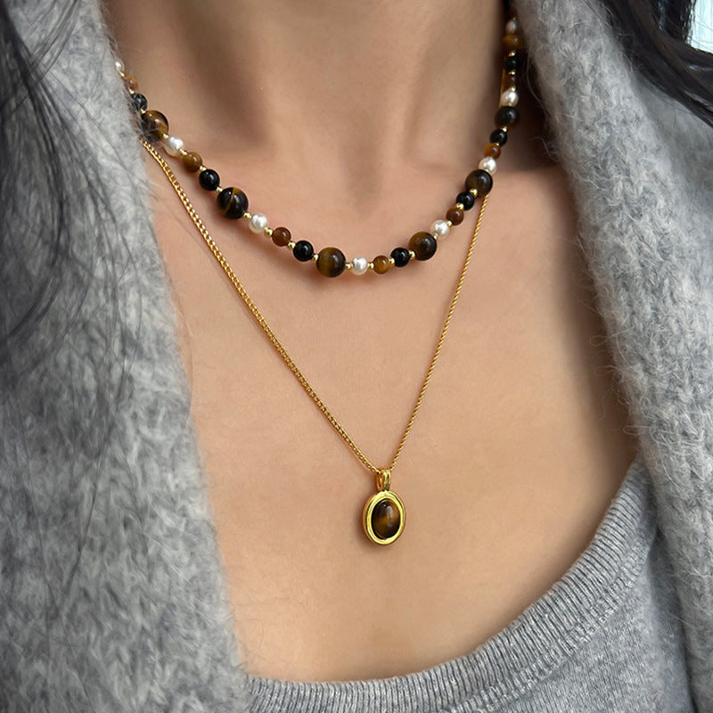 Women's Design Retro Tiger Eye Light Luxury Advanced Necklaces