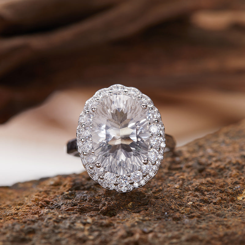 Sier Gold Natural Colored Gems Light Luxury High Rings