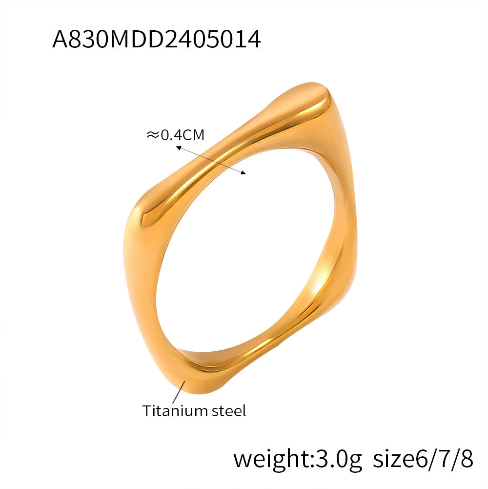 Temperament Inlaid Zircon Titanium Steel Gold Rings