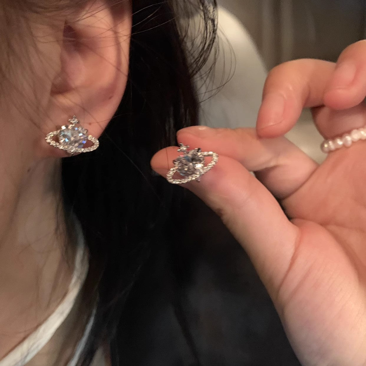 Women's Sier Needle Light Luxury Minority Pearl For Graceful Stud Earrings