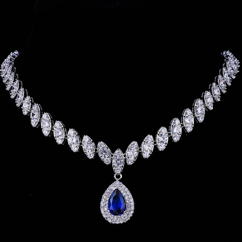 Formal Dress Zircon Water Drops Inlaid Jewelry Set